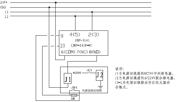 JBF-141F-N輸入輸出模塊控制強(qiáng)切（分勵(lì)脫扣器）類設(shè)備接線